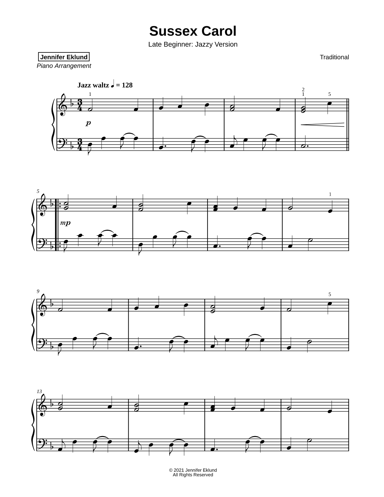 Sussex Carol [late beginner - jazzy version]
