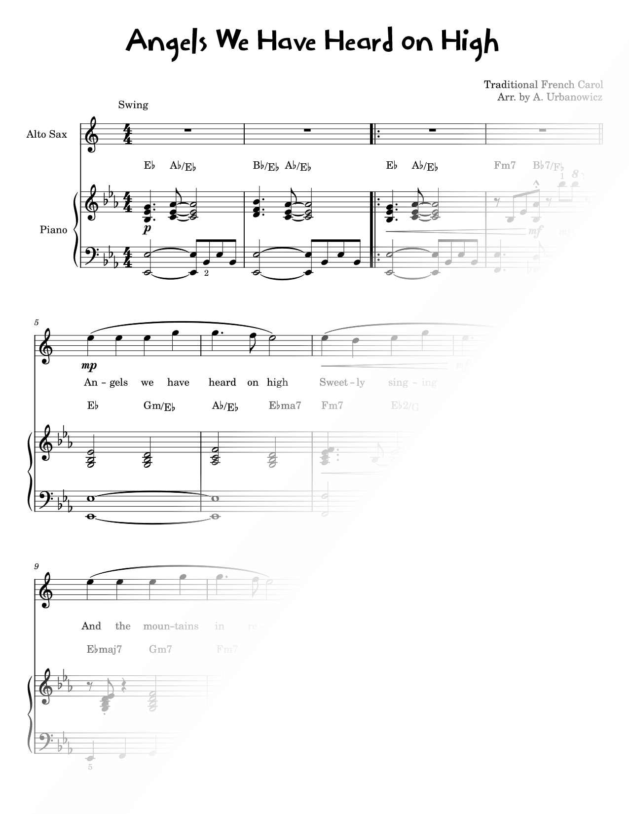 Angels We Have Heard on High - Alto Saxophone & Piano
