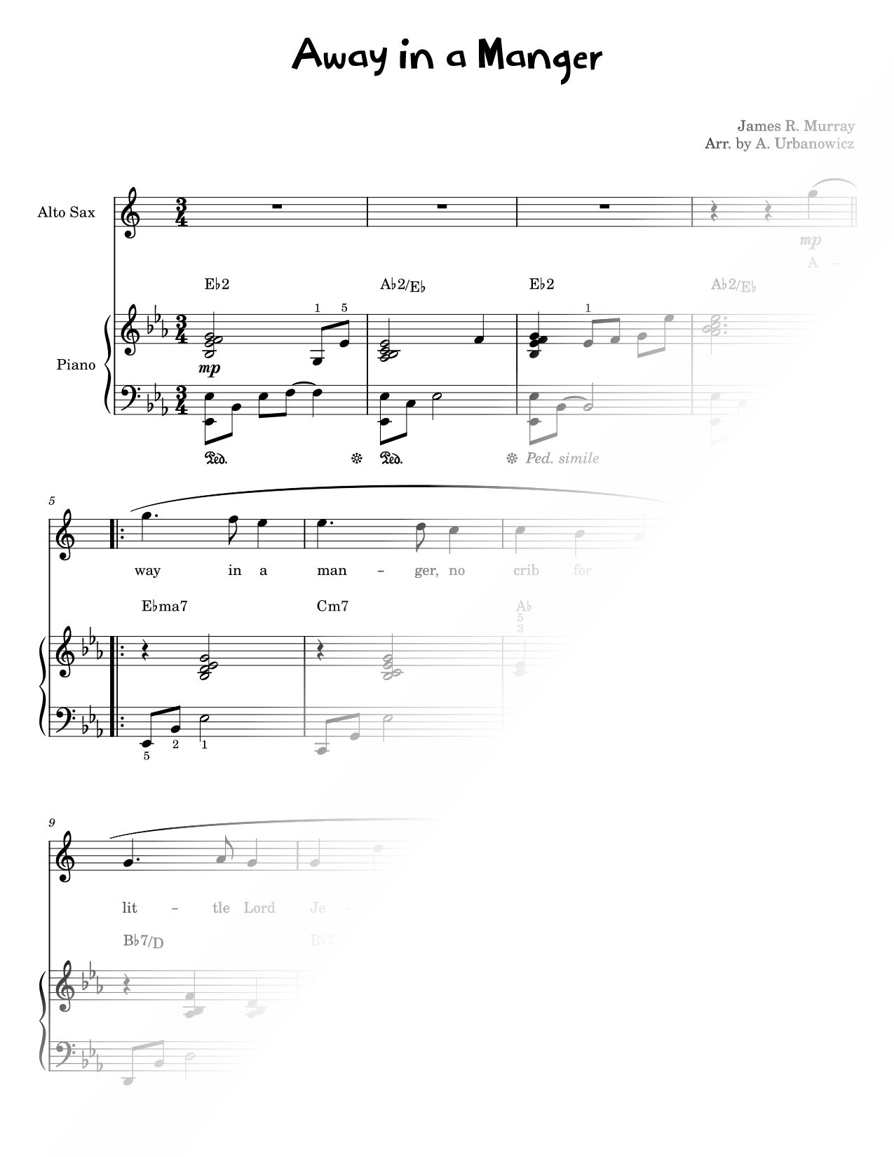 Away in a Manger - Alto Saxophone & Piano