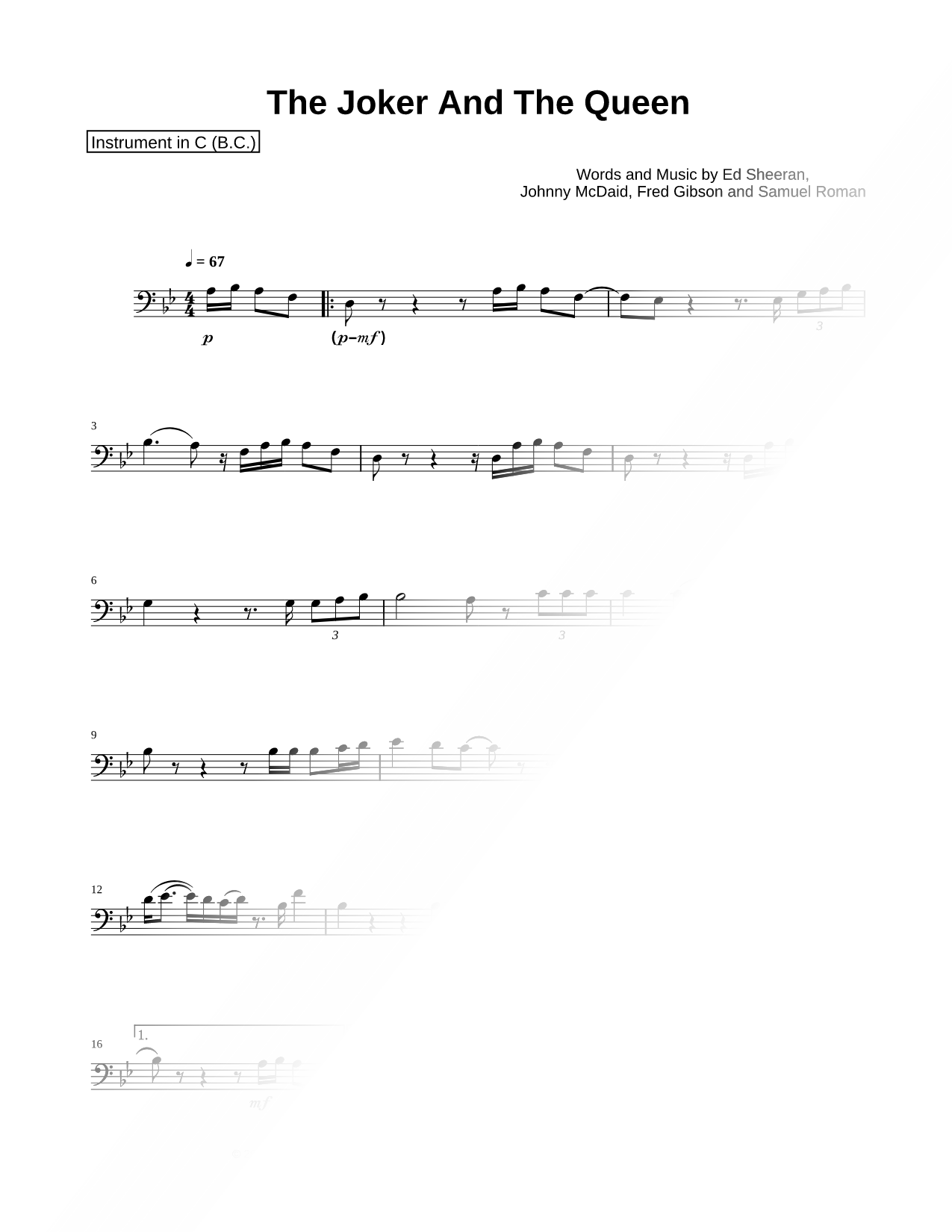 The Joker and the Queen - Bass Clef Instrument