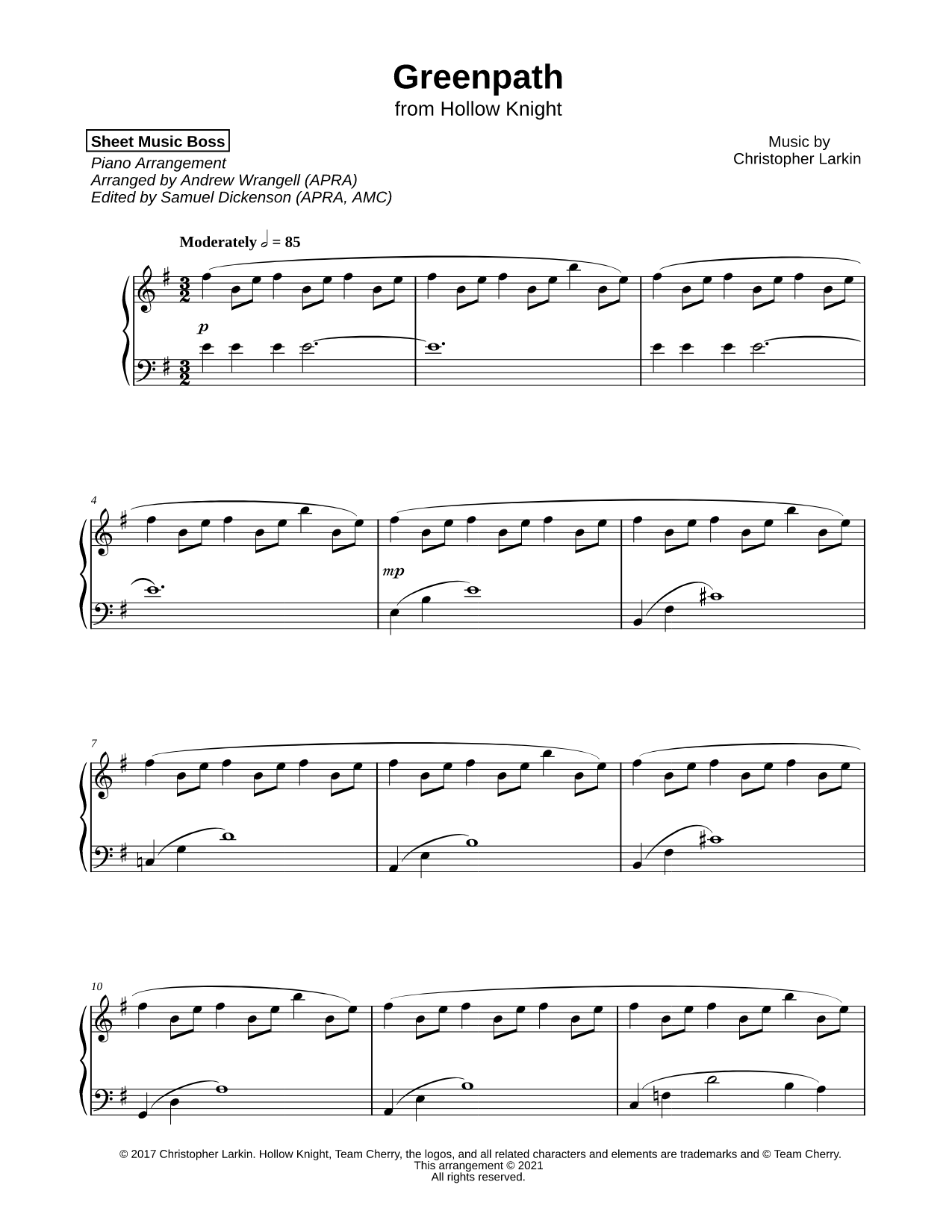 Greenpath Sheet Music — Piano Solo