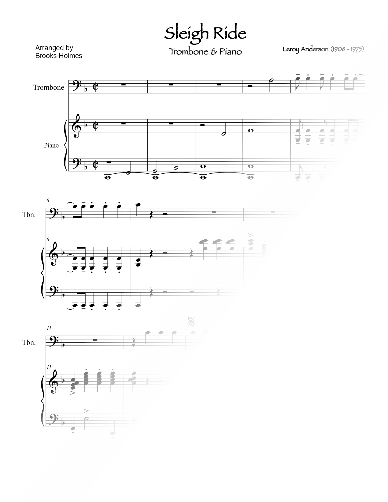 Sleigh Ride - Trombone & Piano