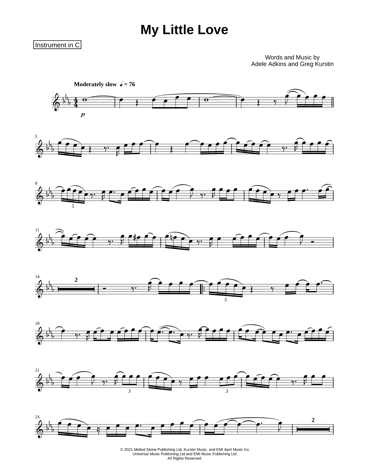 My Little Love - C Instrument