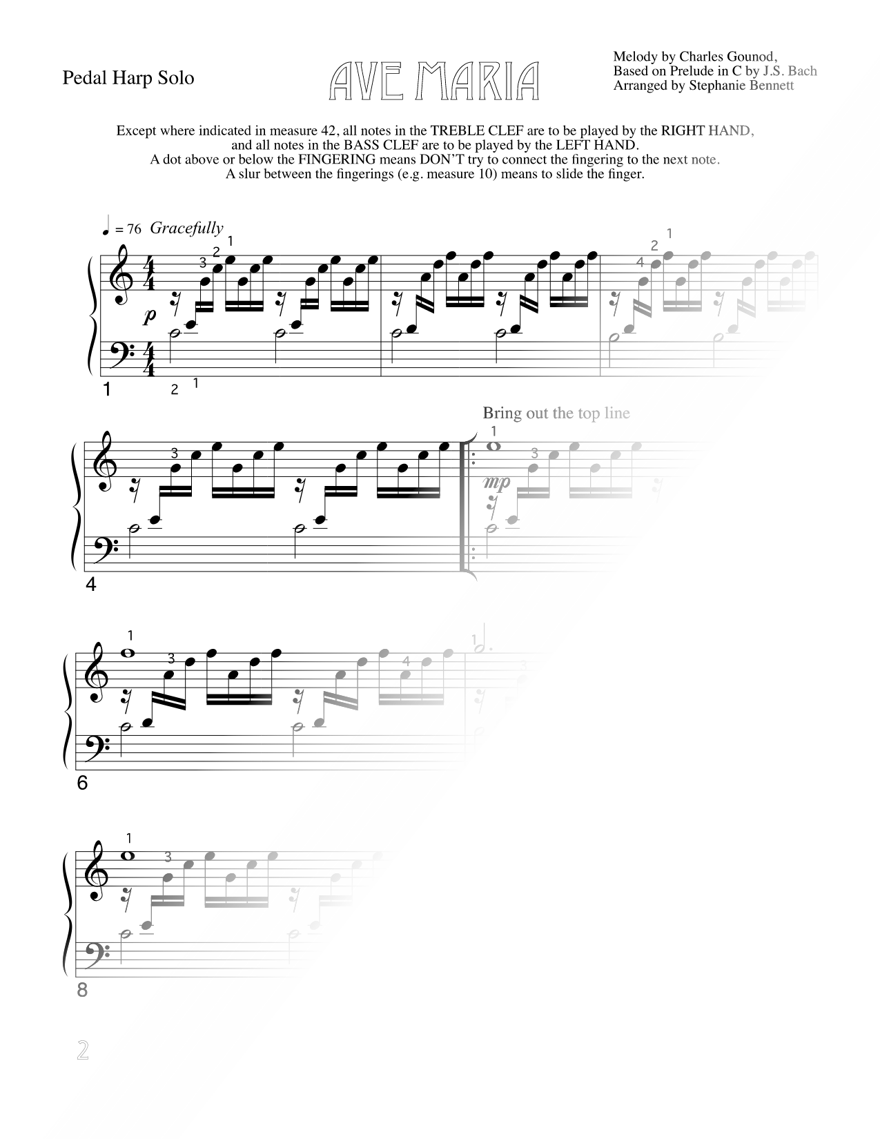 Ave Maria (Bach & Gounod) - Pedal Harp Solo
