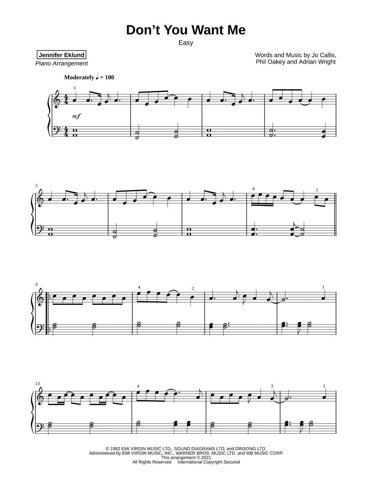 Don't You Want Me [easy]