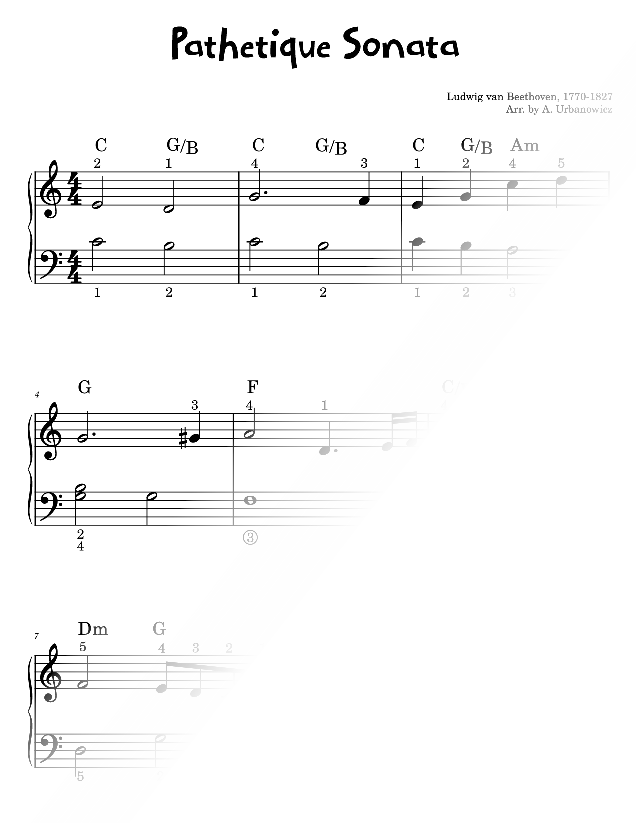 Piano Sonata No. 8 in C Minor "Pathetique": II. Adagio cantabile [easy]