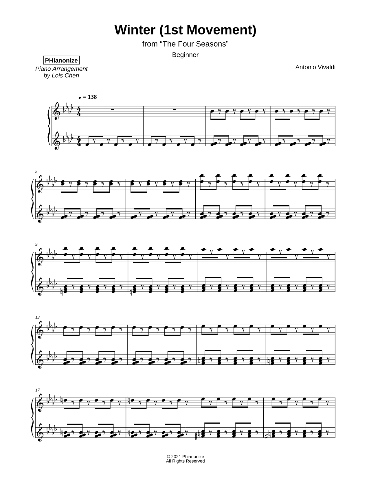 Winter from the Four Seasons (Allegro non molto) [beginner]