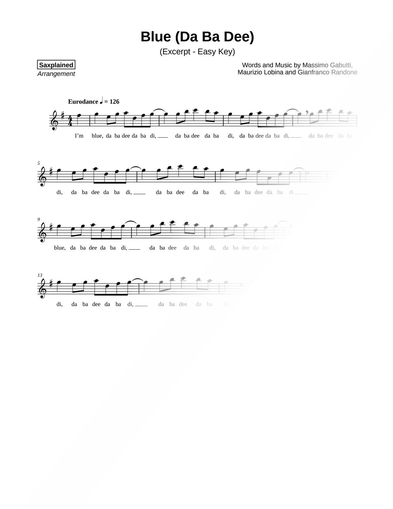 Blue (Da Ba Dee) [excerpt - easy]
