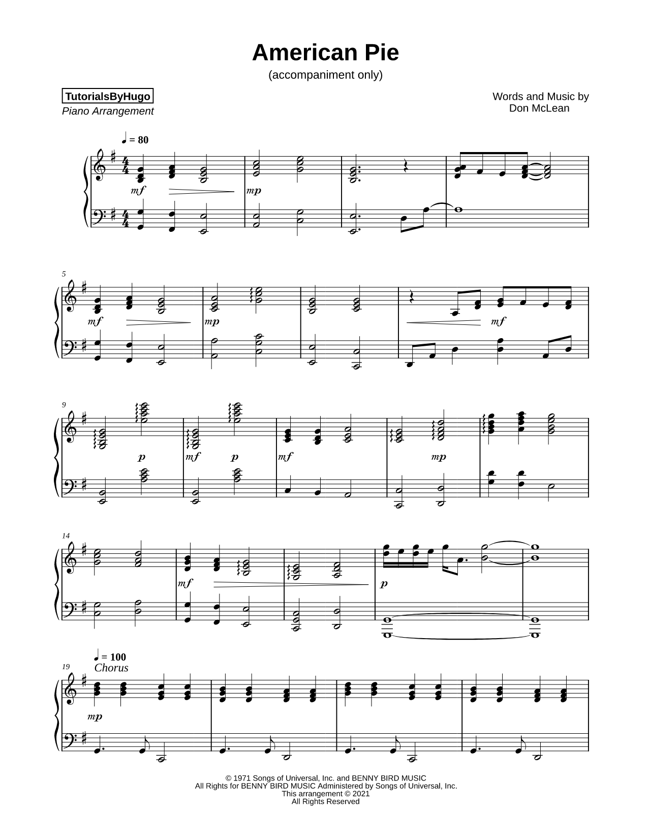 American Pie [accompaniment only]