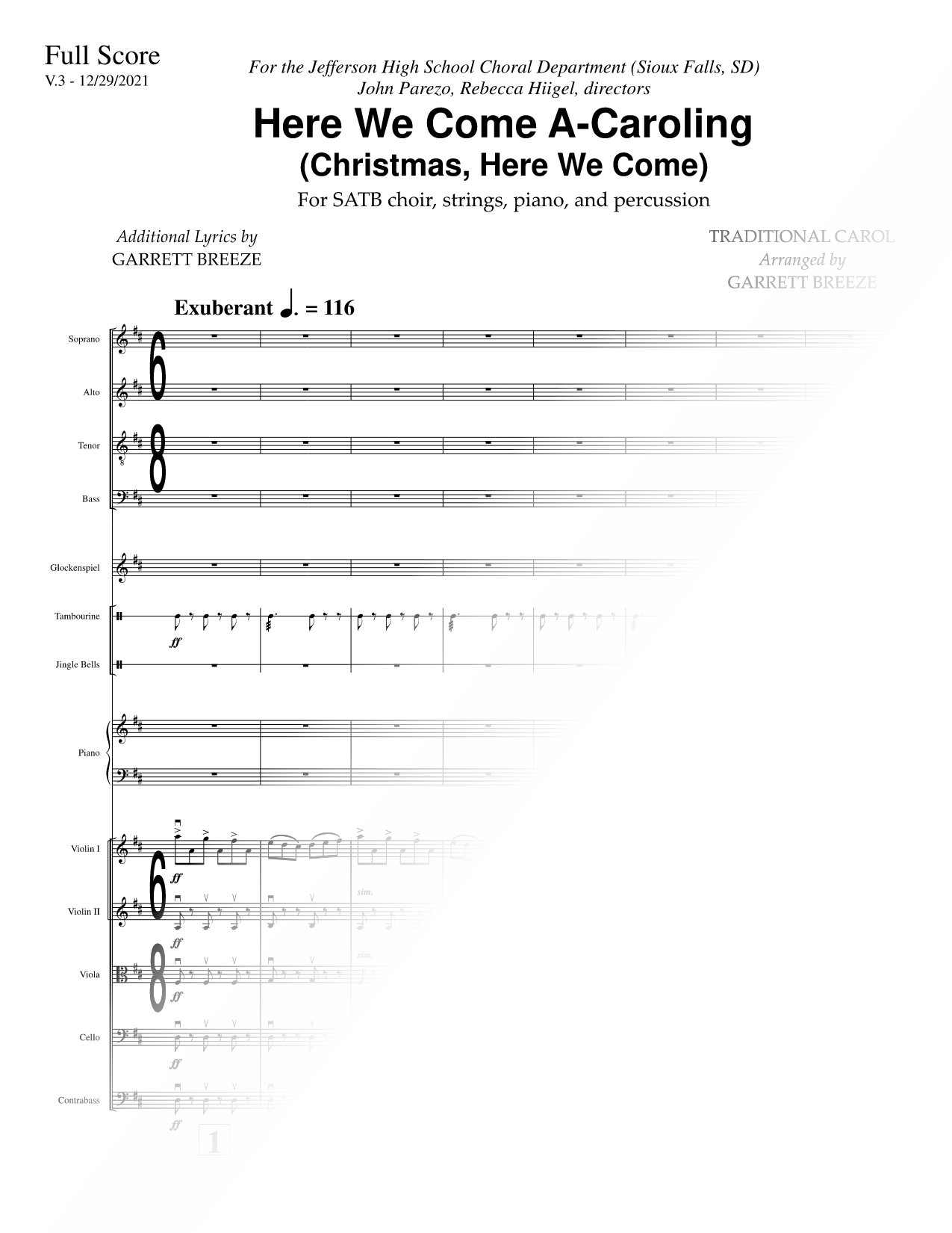 Here We Come a-Caroling [orchestral accompaniment]