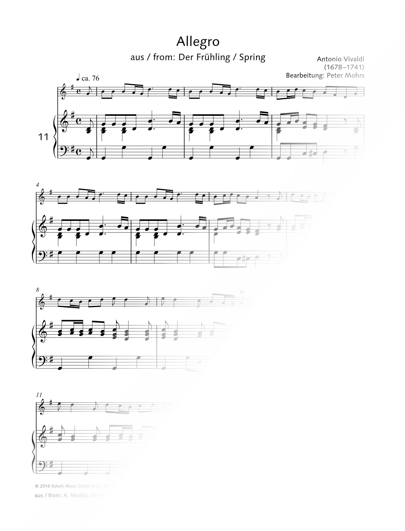 Spring from the Four Seasons - Allegro - Recorder & Piano