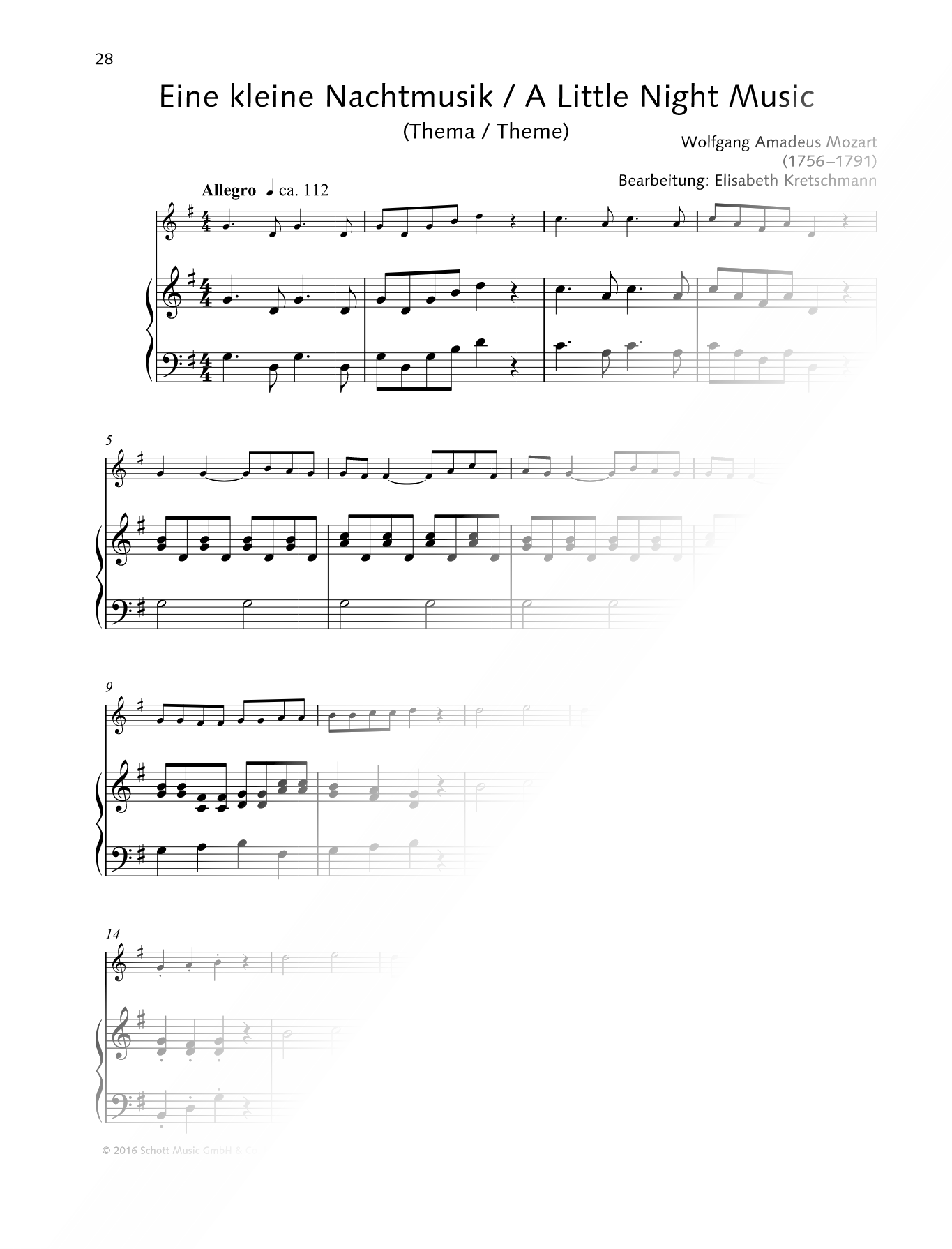 Eine Kleine Nachtmusik (Theme) - Recorder & Piano