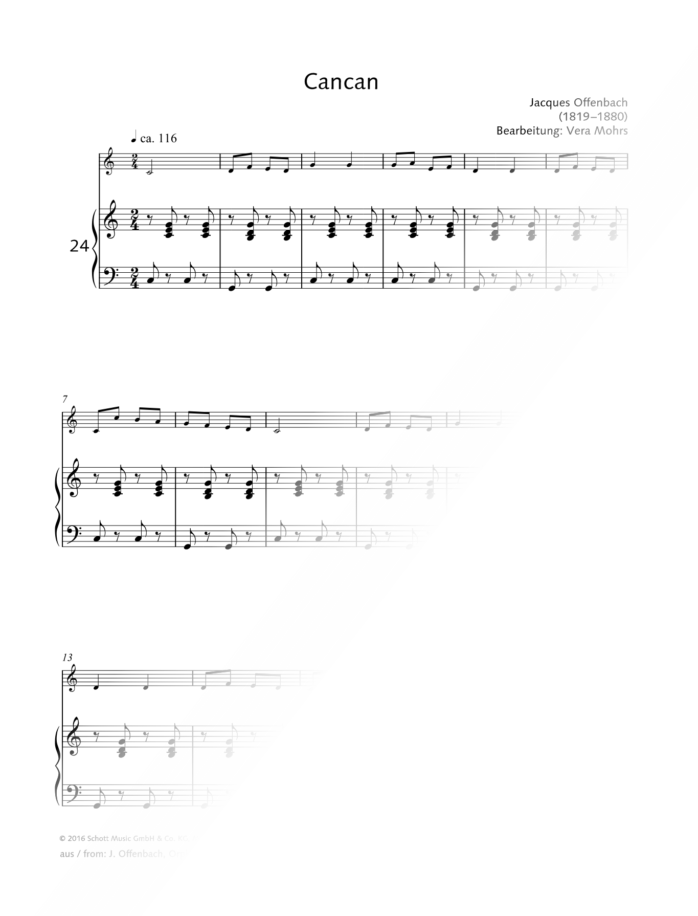 Can Can - Recorder & Piano