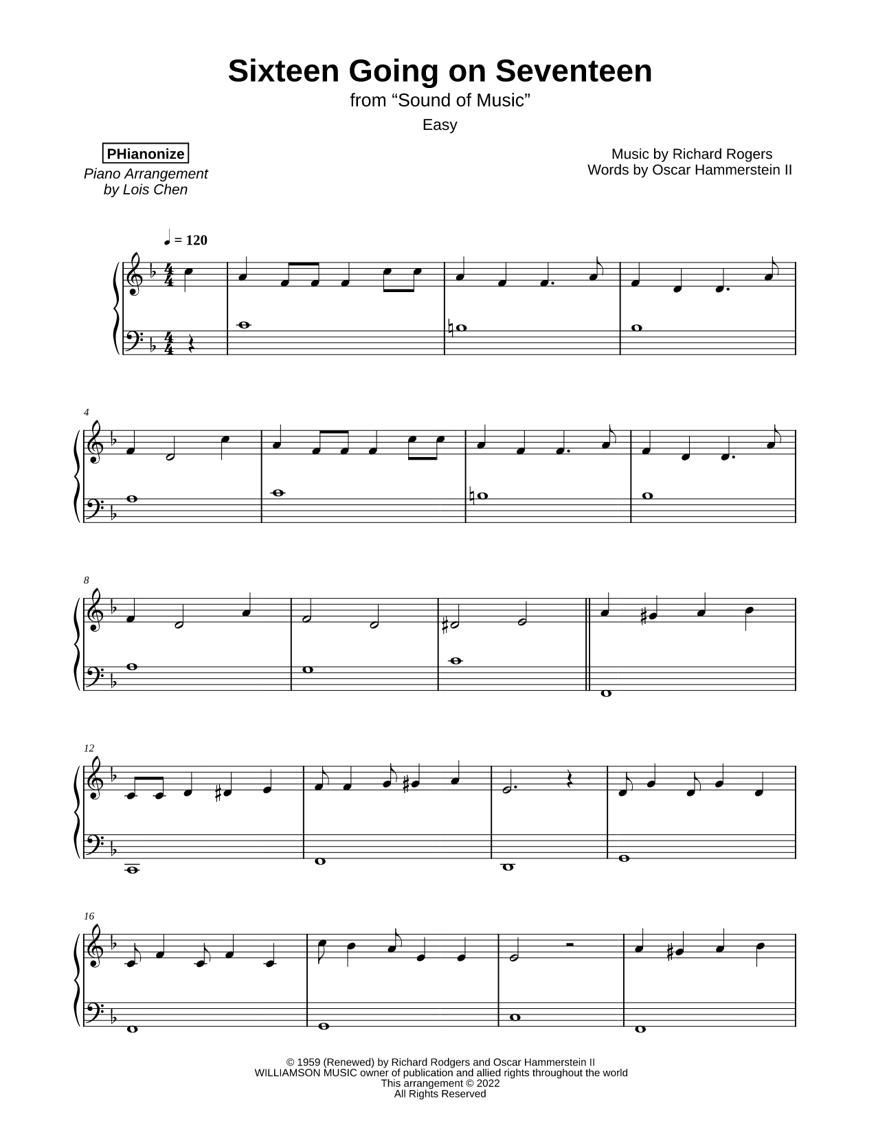 Sixteen Going on Seventeen [easy]