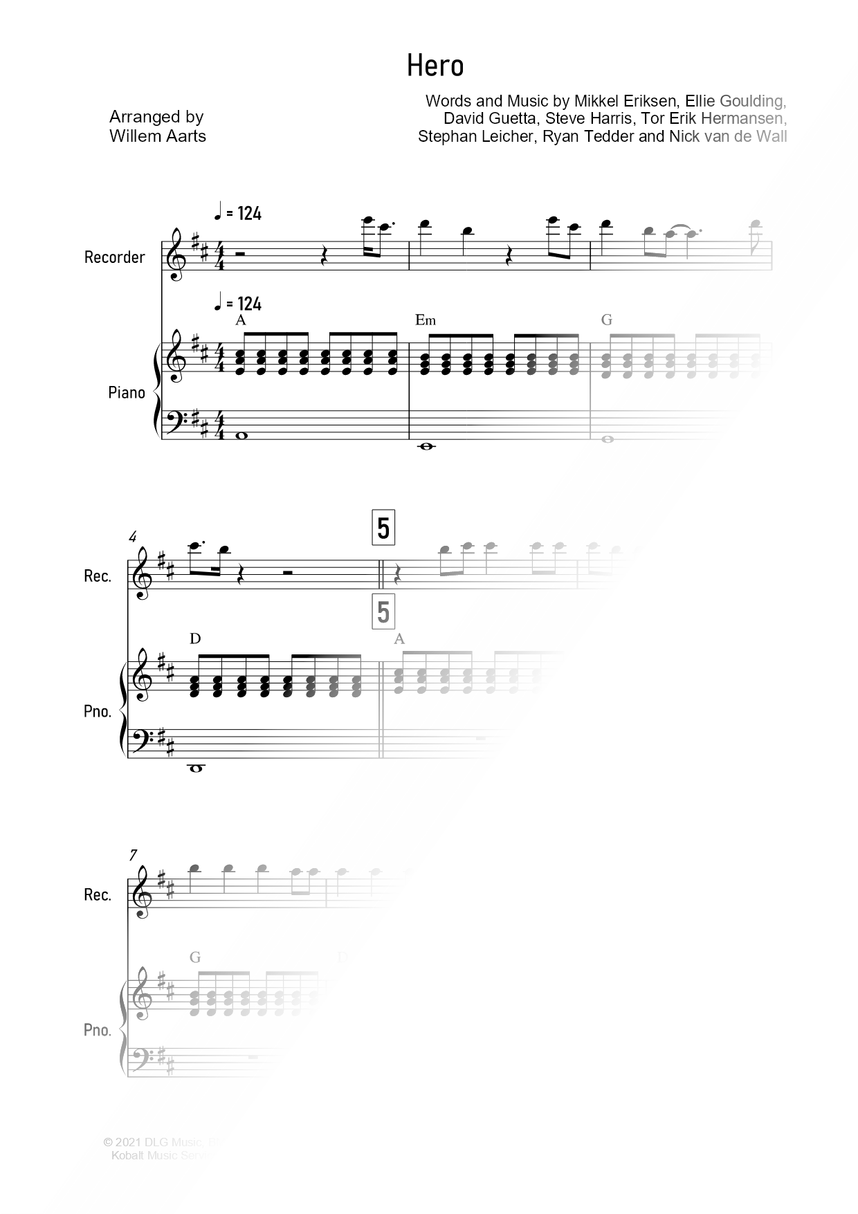 Hero - Recorder & Piano