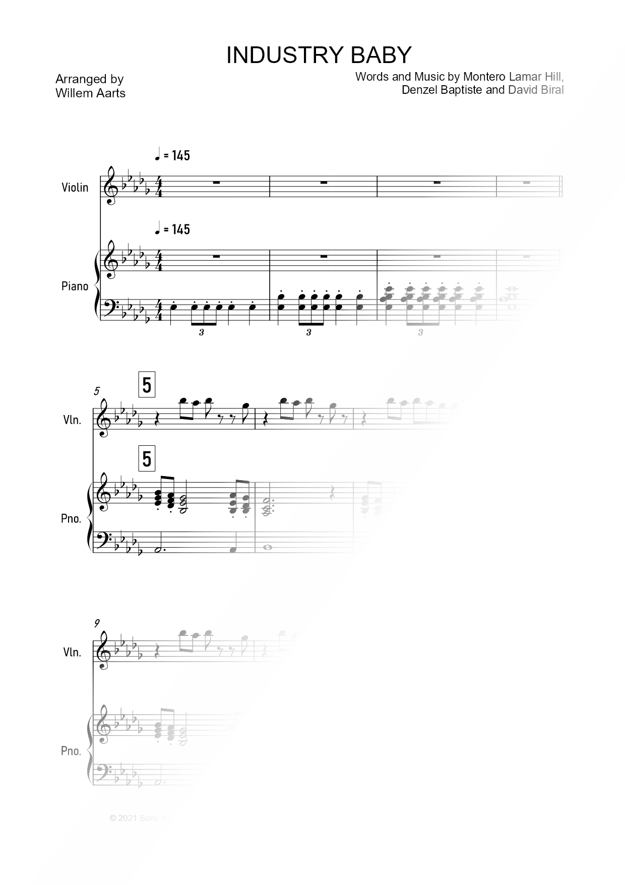 INDUSTRY BABY - Violin & Piano