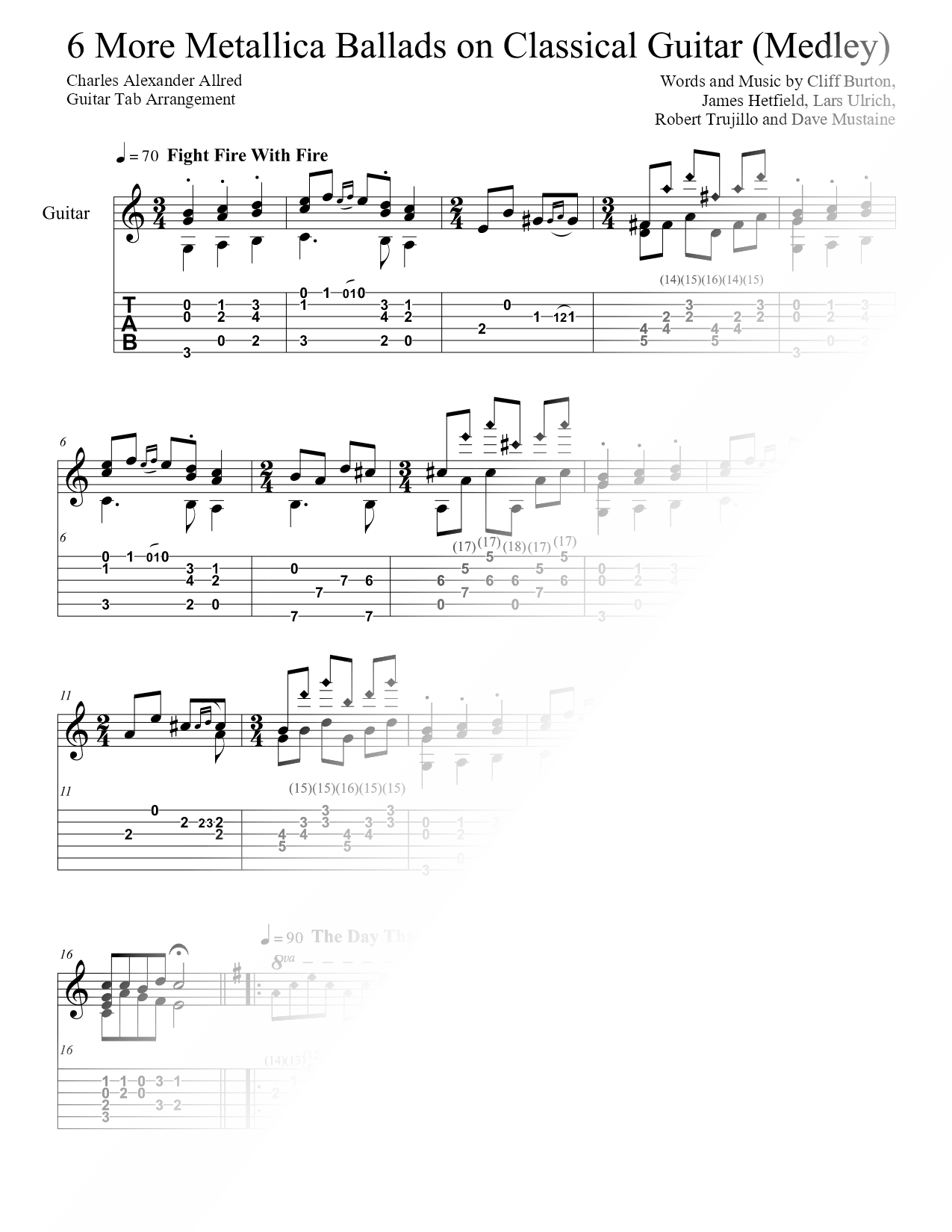 6 More Metallica Ballads on Classical Guitar (Medley)