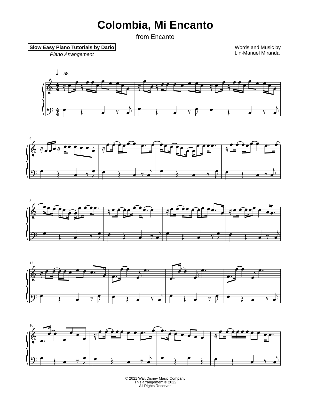 Colombia, Mi Encanto [Slow Easy Piano Tutorial]