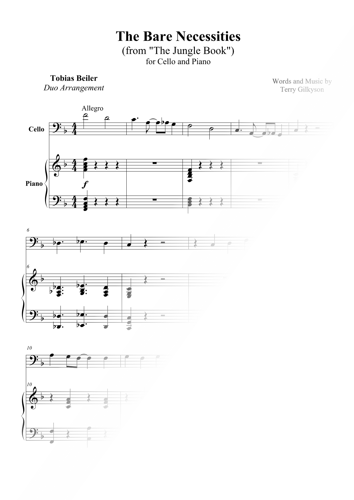The Bare Necessities - Cello & Piano