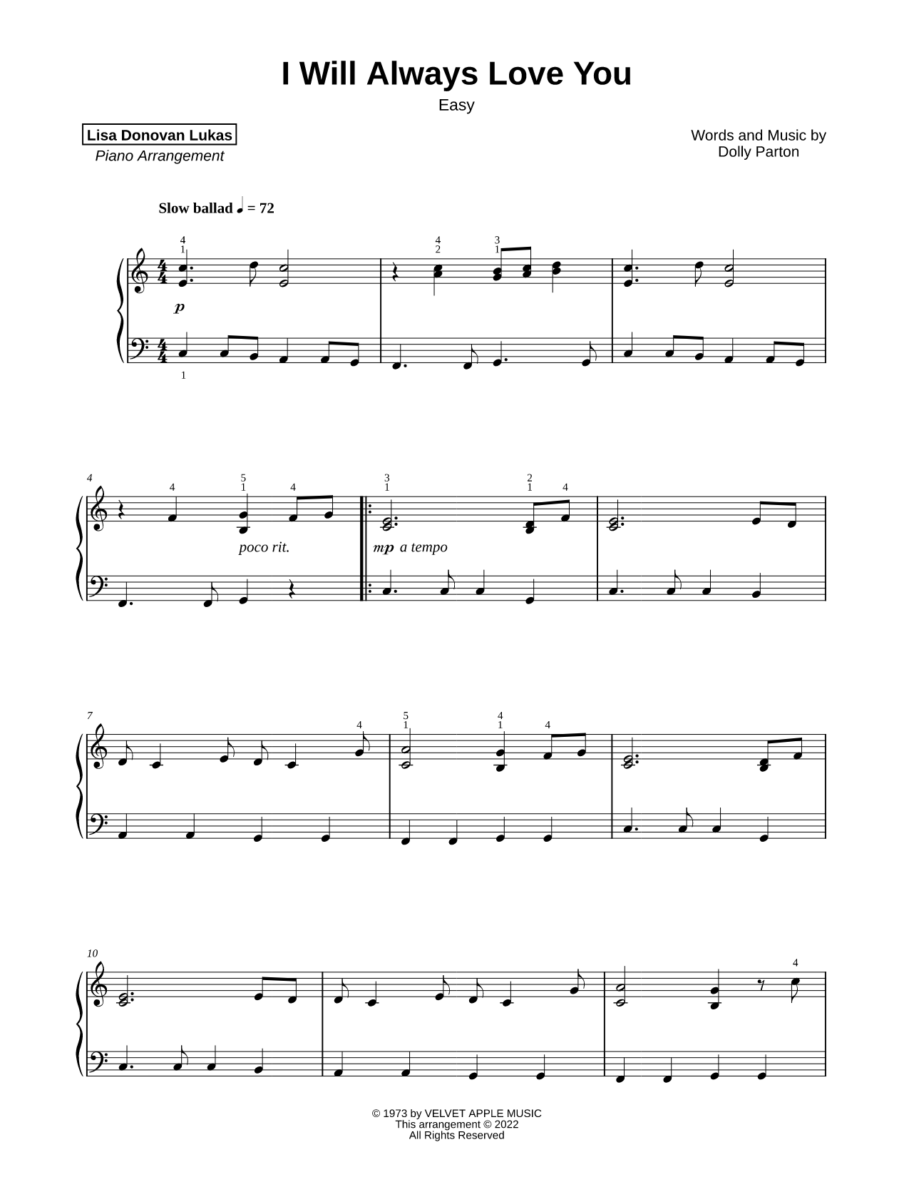 I Will Always Love You [easy]