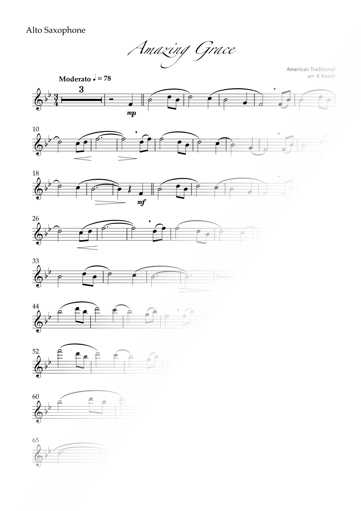 Amazing Grace - Alto Saxophone & Piano