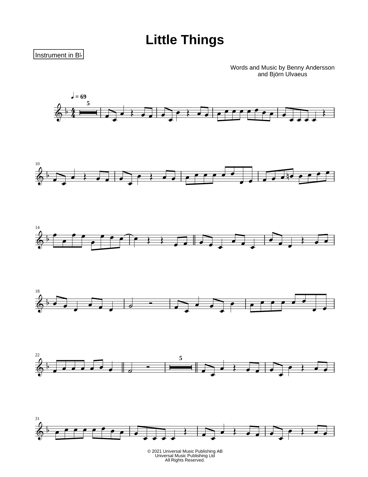 Little Things - Bb Instrument