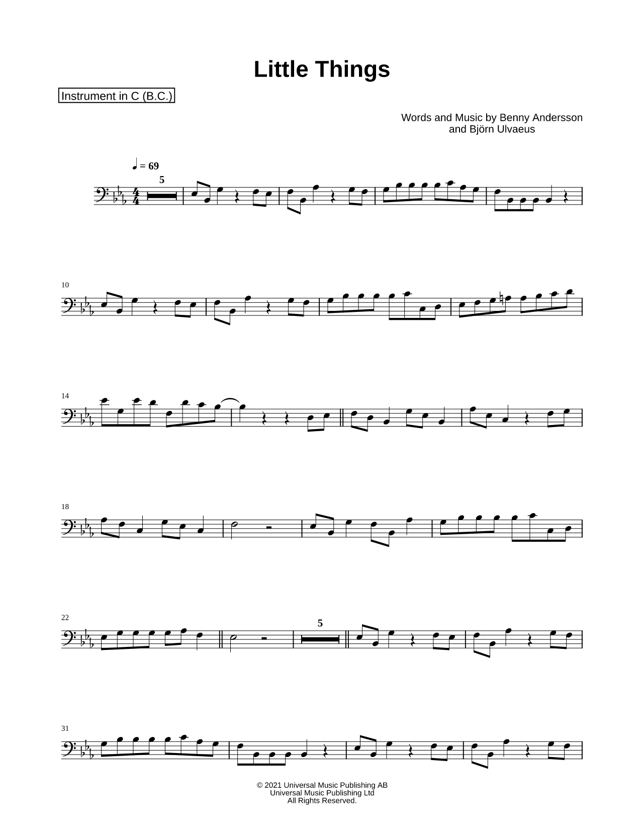 Little Things - Bass Clef Instrument