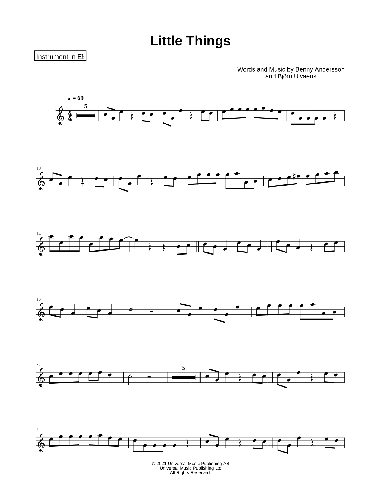 Little Things - Eb Instrument