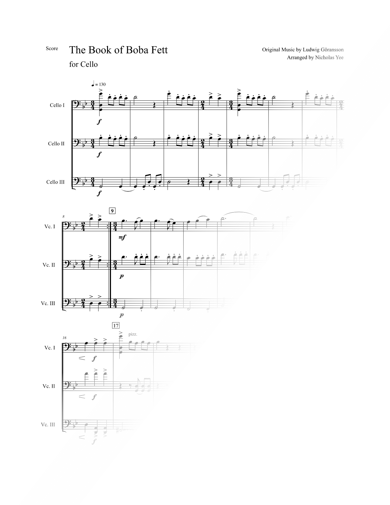 The Book of Boba Fett - Cello Trio