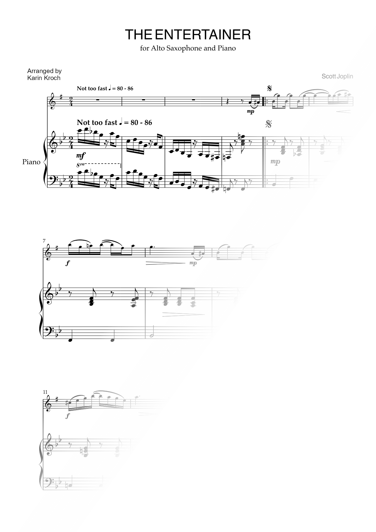 The Entertainer - Alto Saxophone & Piano