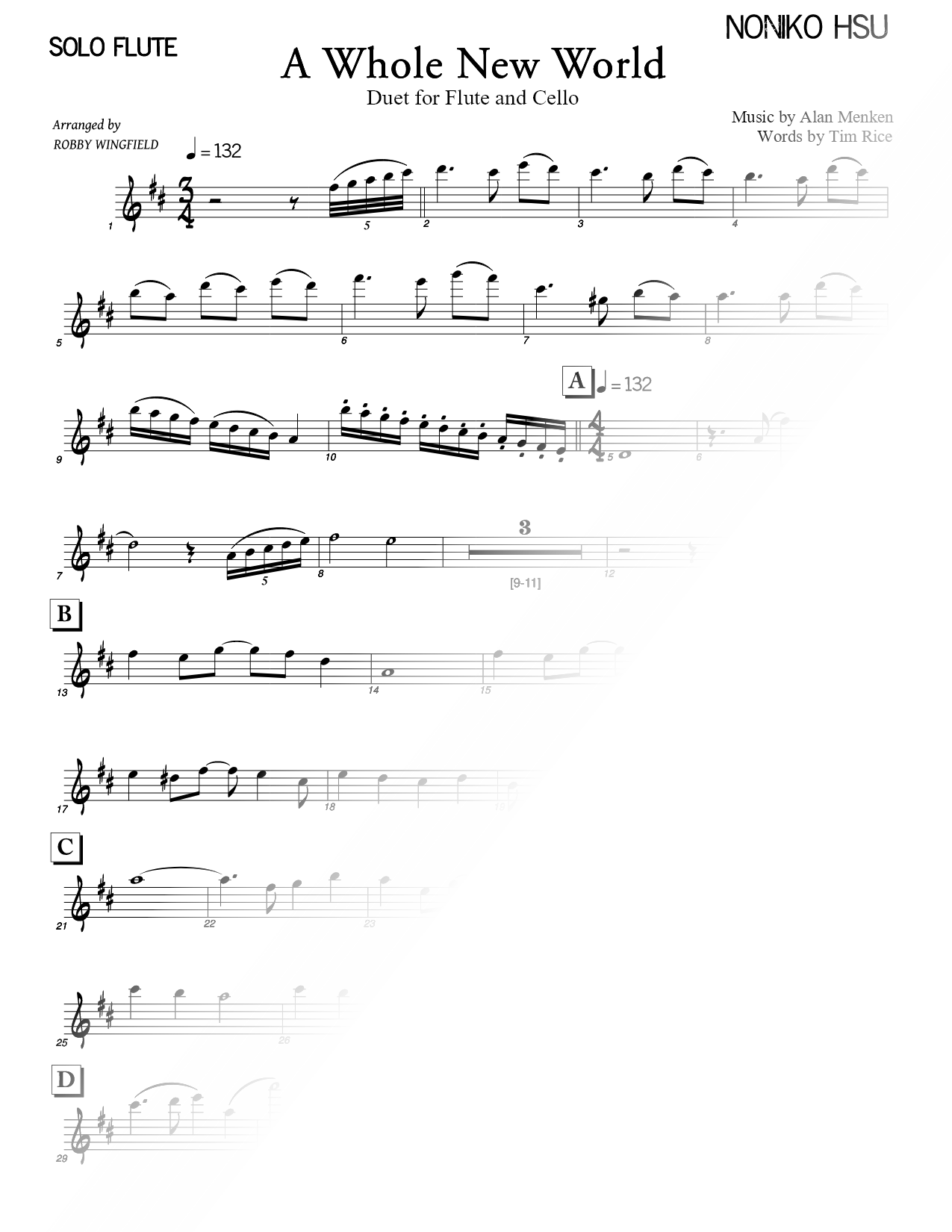 A Whole New World - Flute & Cello