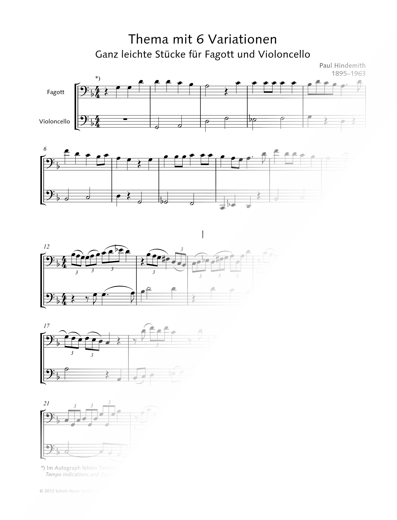 Theme and 6 Variations - Bassoon & Cello