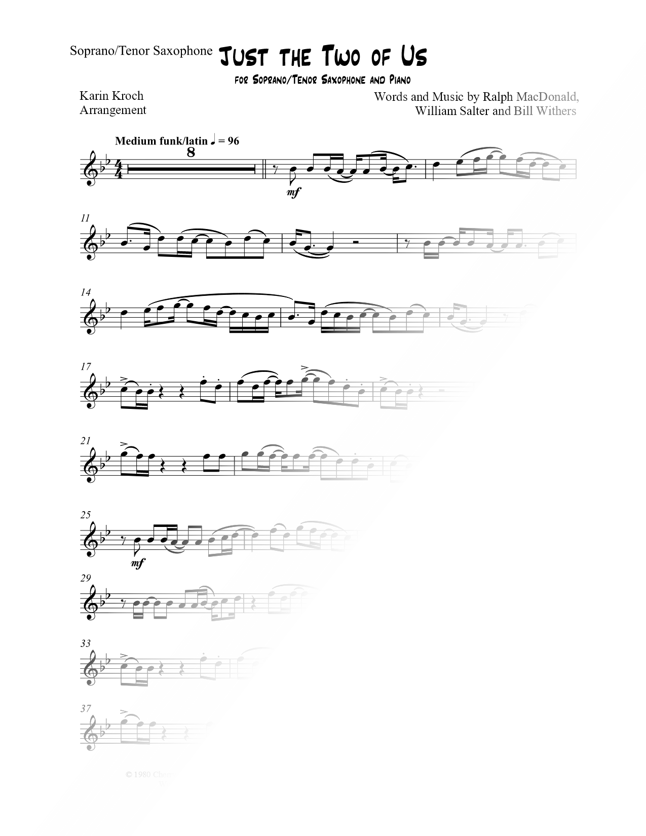 Just the Two of Us - Soprano or Tenor Saxophone & Piano
