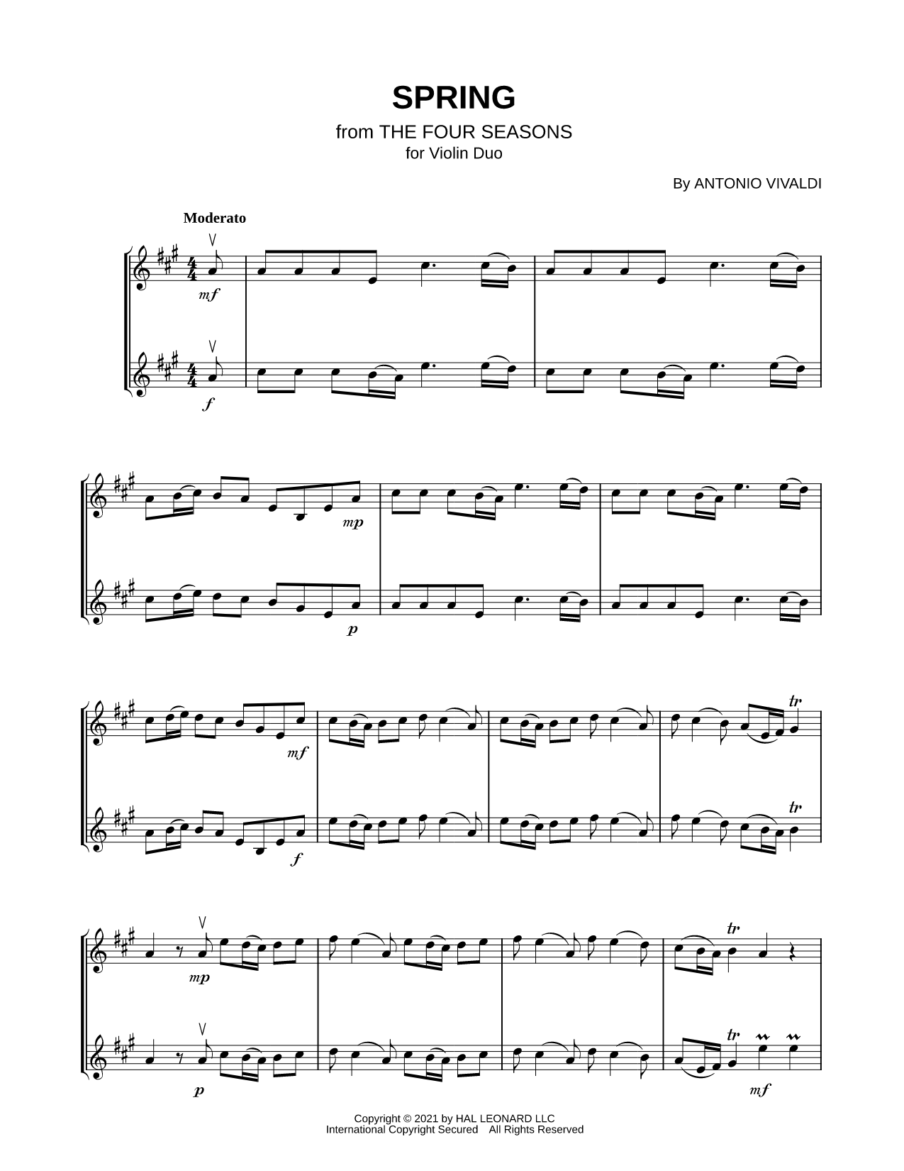 Spring from the Four Seasons - Violin Duet