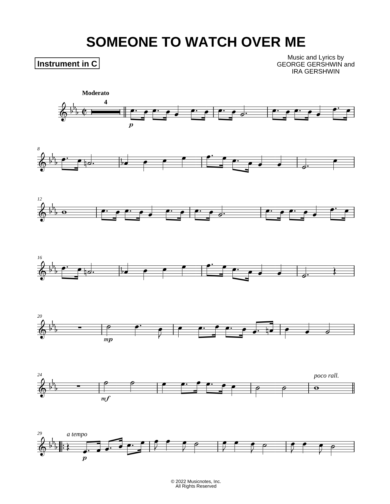 Someone to Watch Over Me - C Instrument