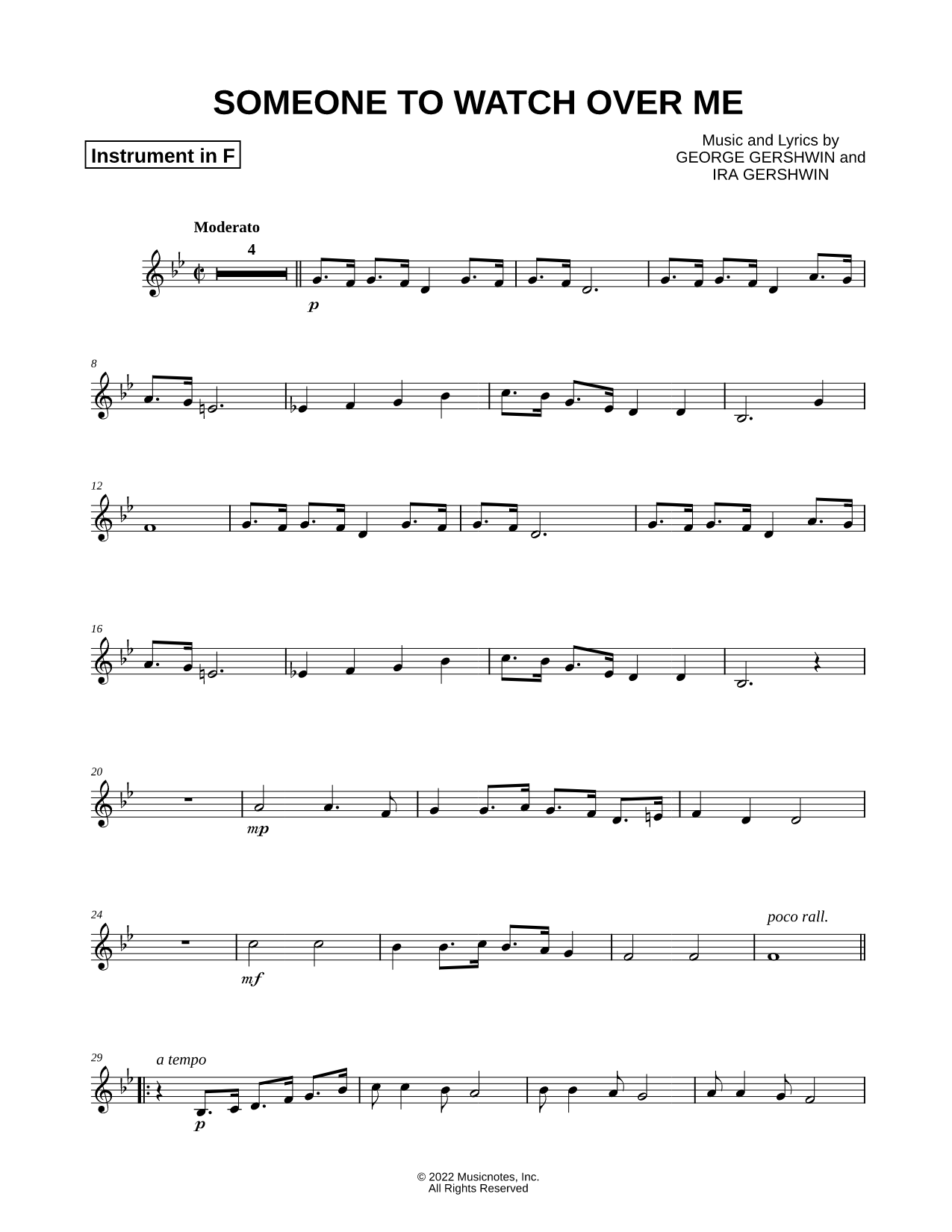 Someone to Watch Over Me - F Instrument