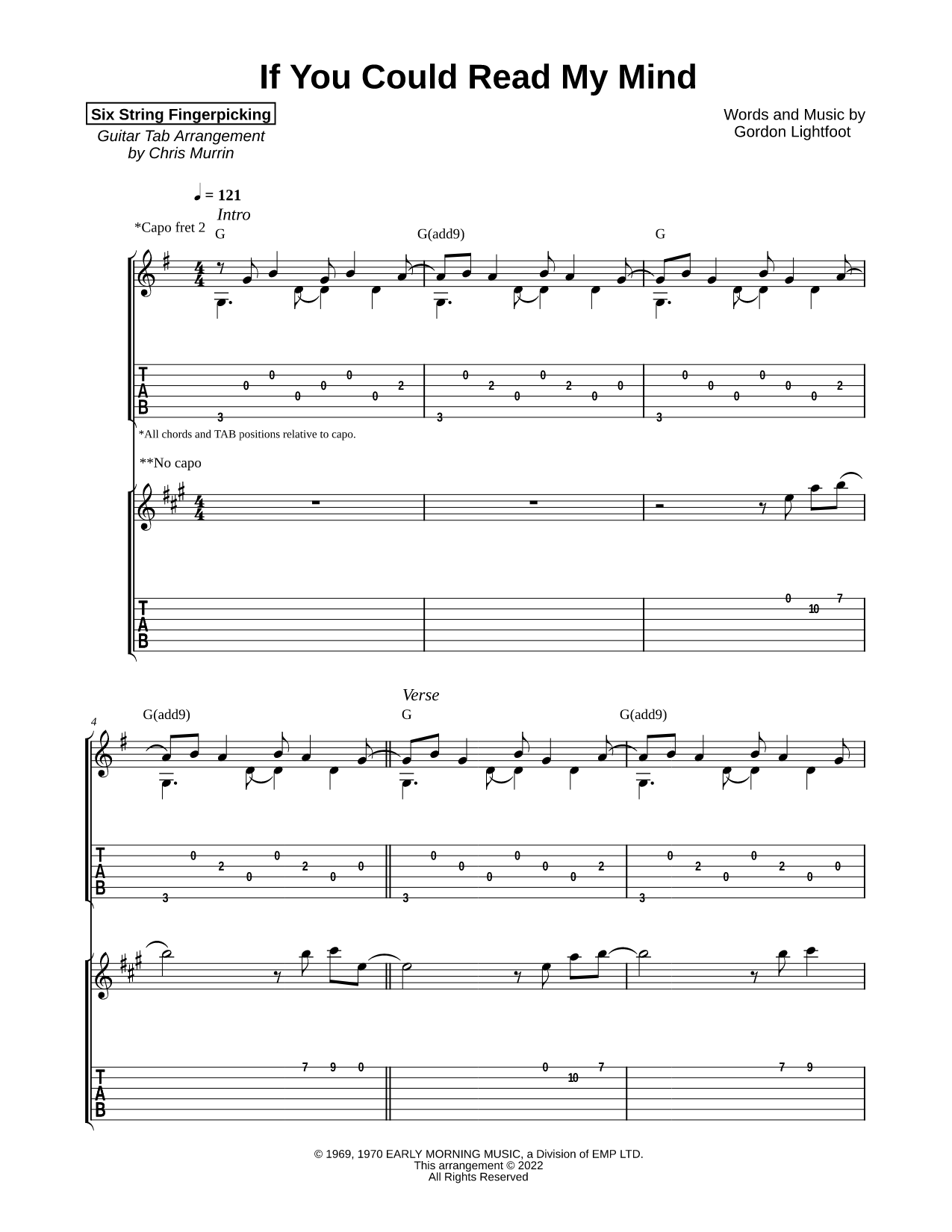 If You Could Read My Mind - Guitar Duet