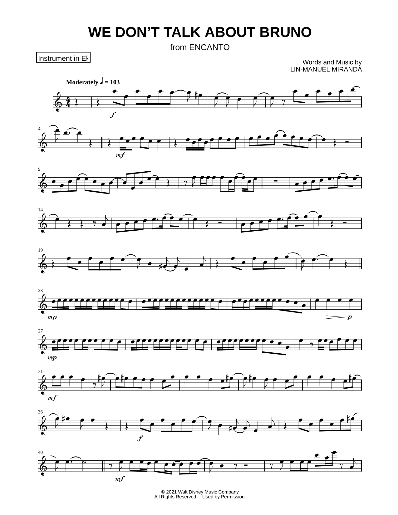 We Don't Talk About Bruno - Eb Instrument