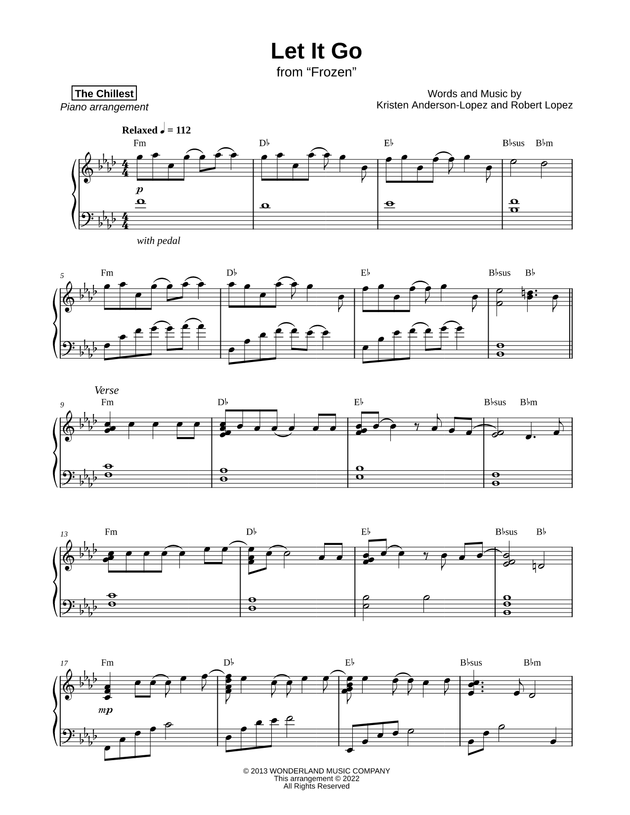 Let It Go Sheet Music — Piano Solo