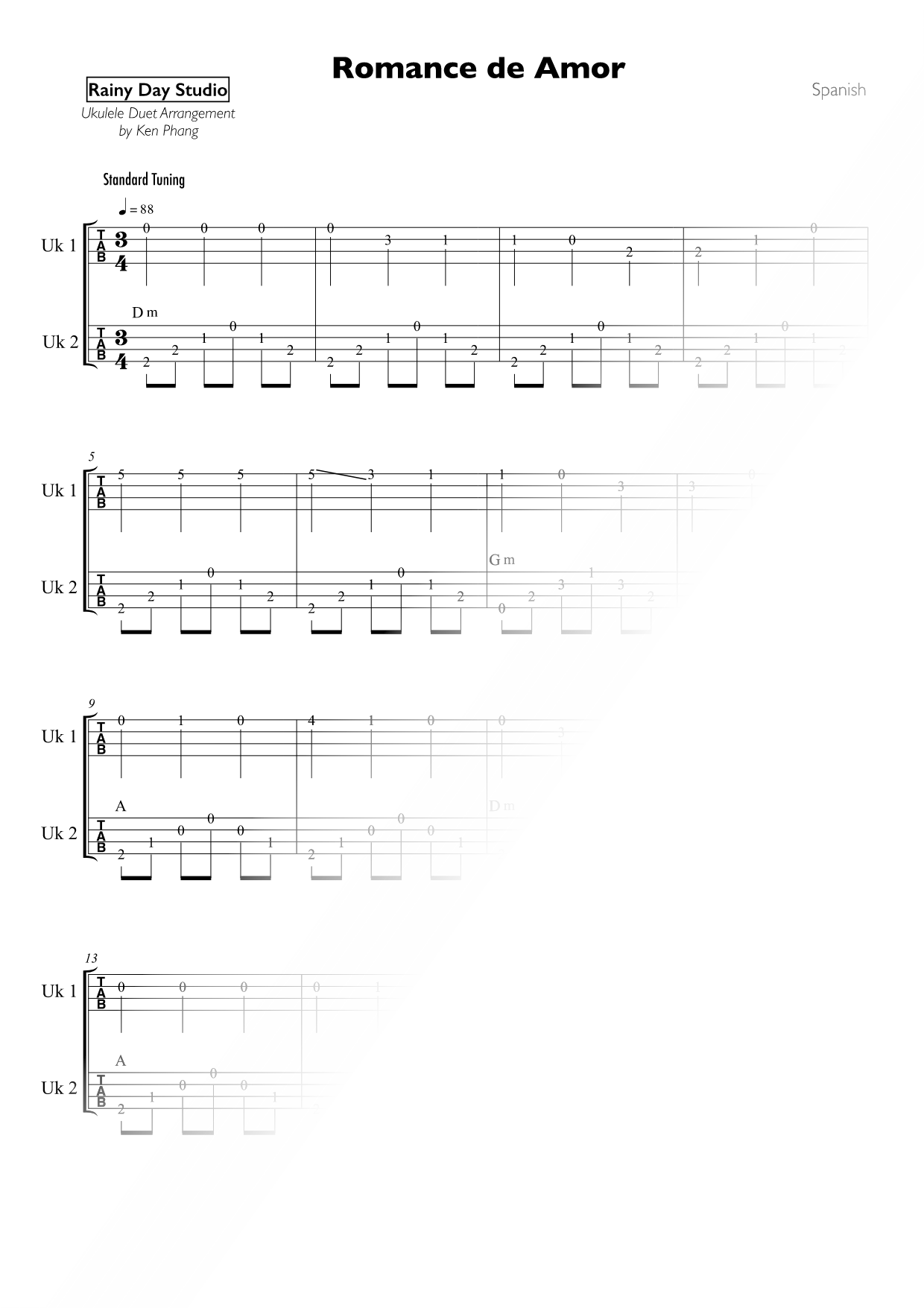 Romance de Amor - Ukulele Duet