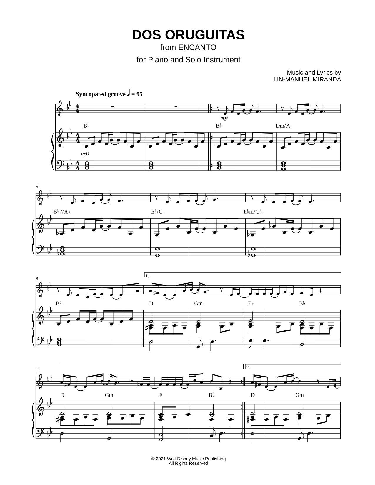 Dos Oruguitas - Piano Accompaniment