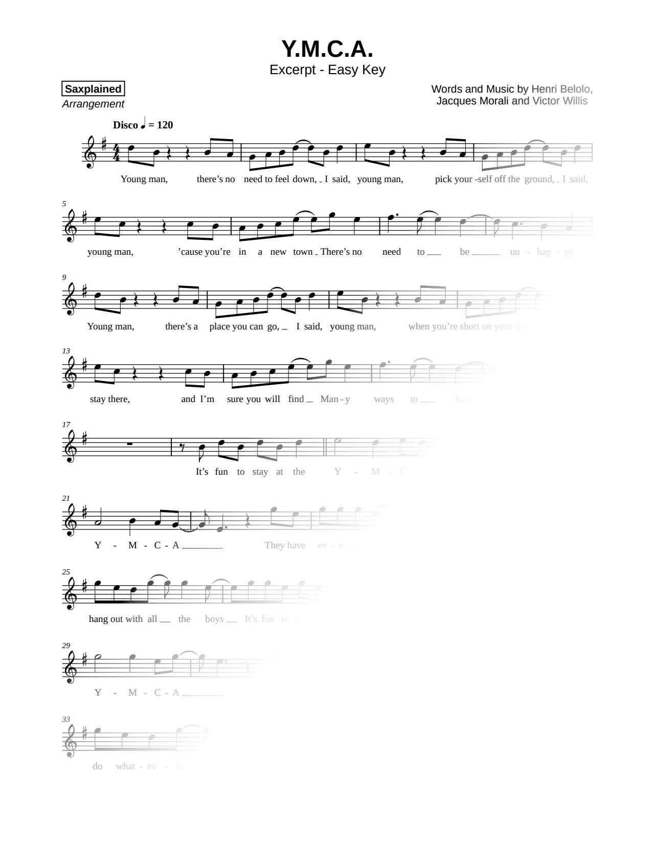 Y.M.C.A. [excerpt - easy]