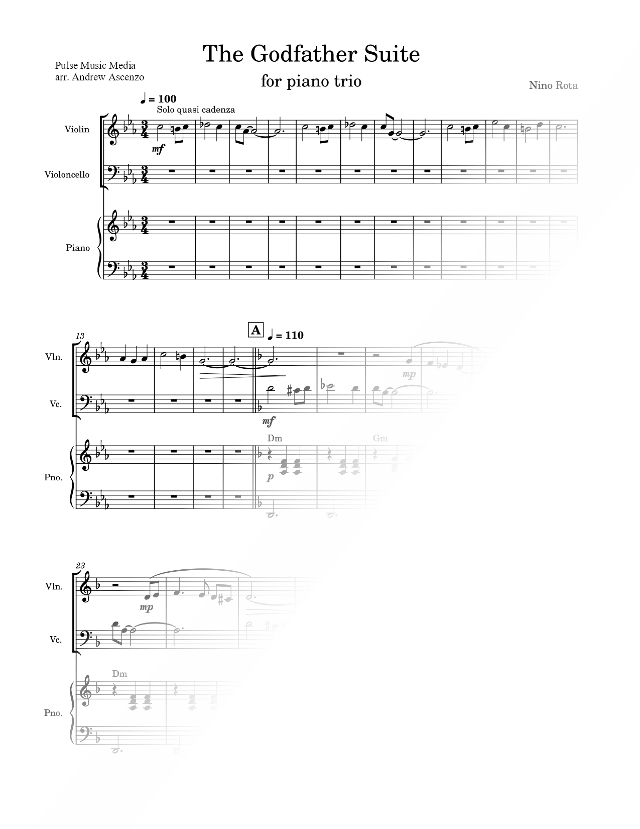 The Godfather Suite - Violin, Cello & Piano