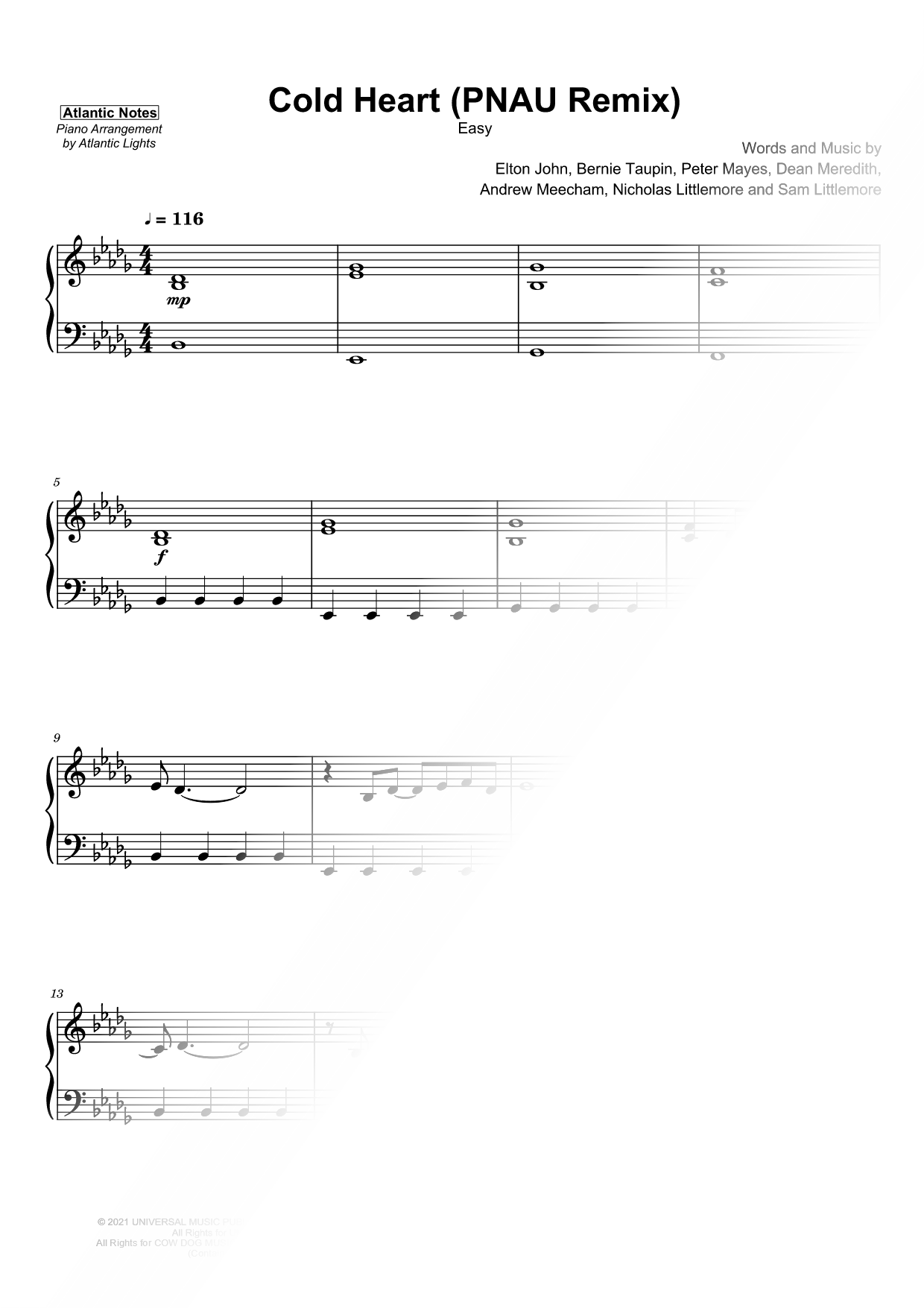 Cold Heart (PNAU Remix) [easy]