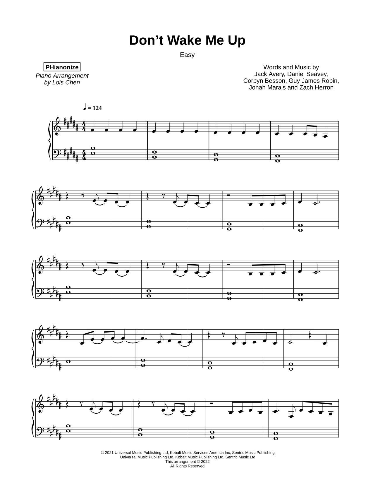 Don't Wake Me Up [easy]