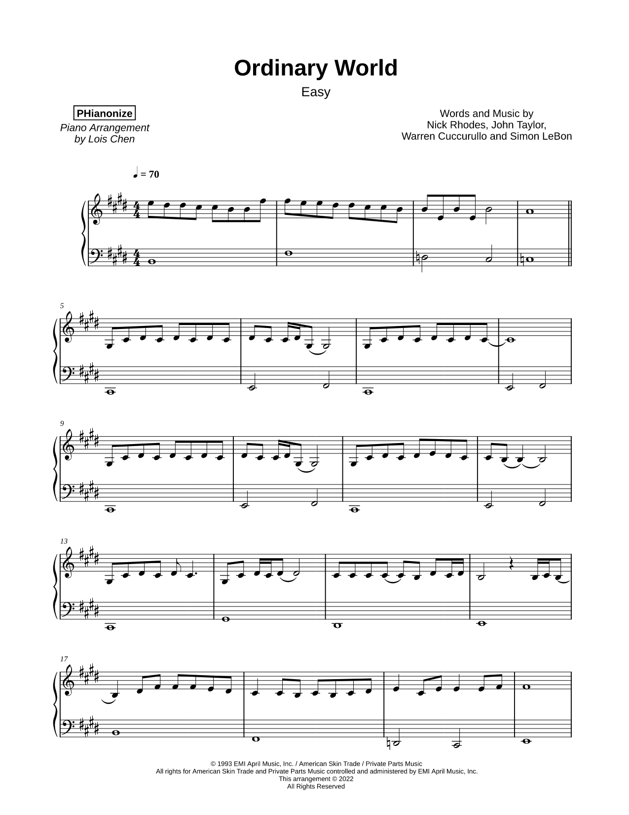 Ordinary World [easy]