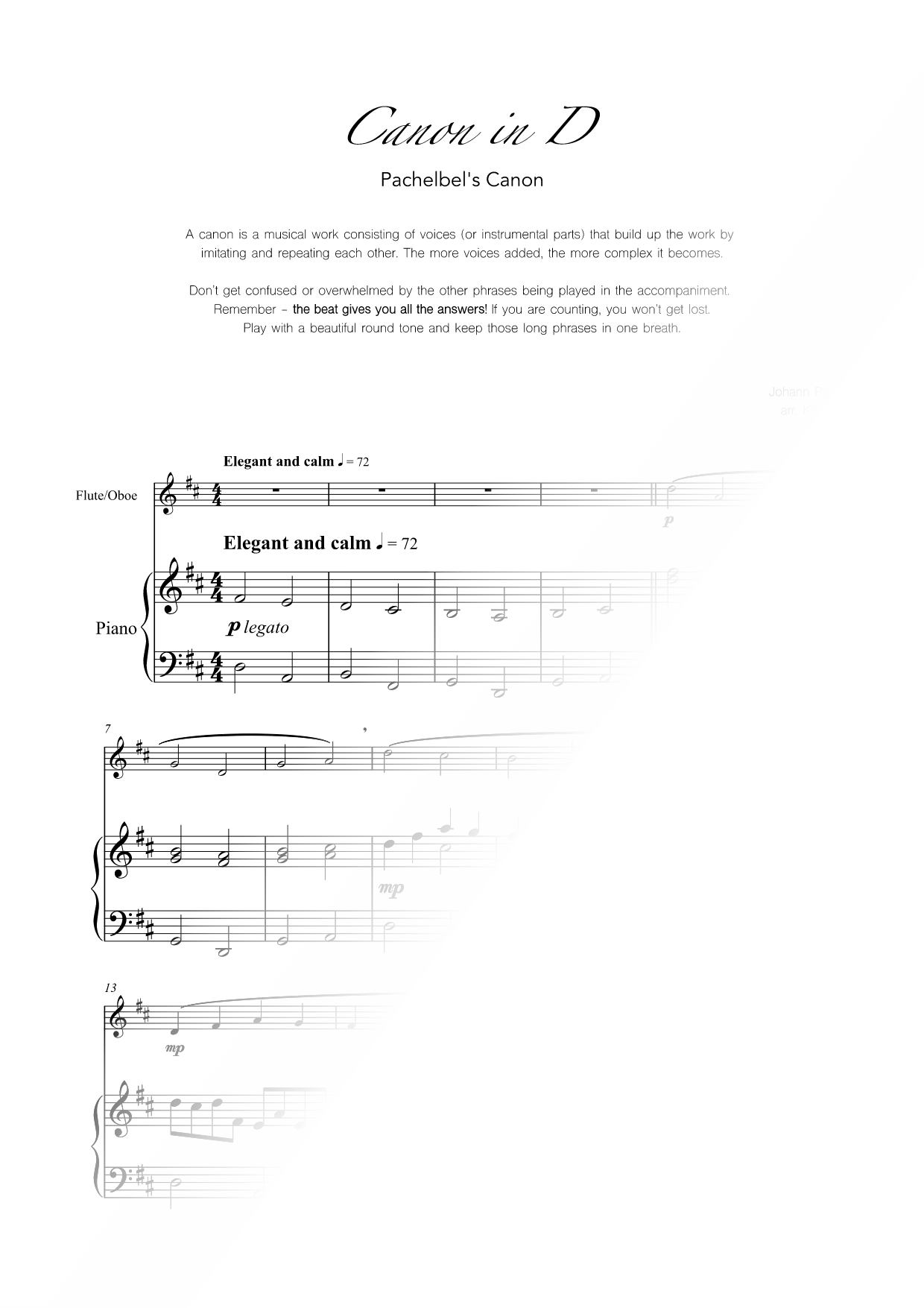 Pachelbel's Canon - Flute or Oboe & Piano