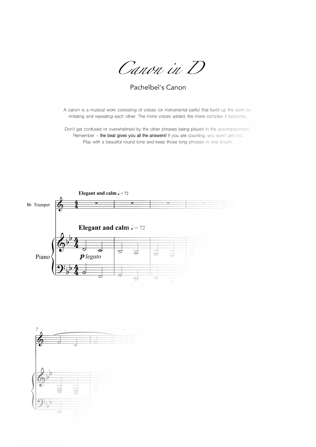 Pachelbel's Canon - Trumpet & Piano