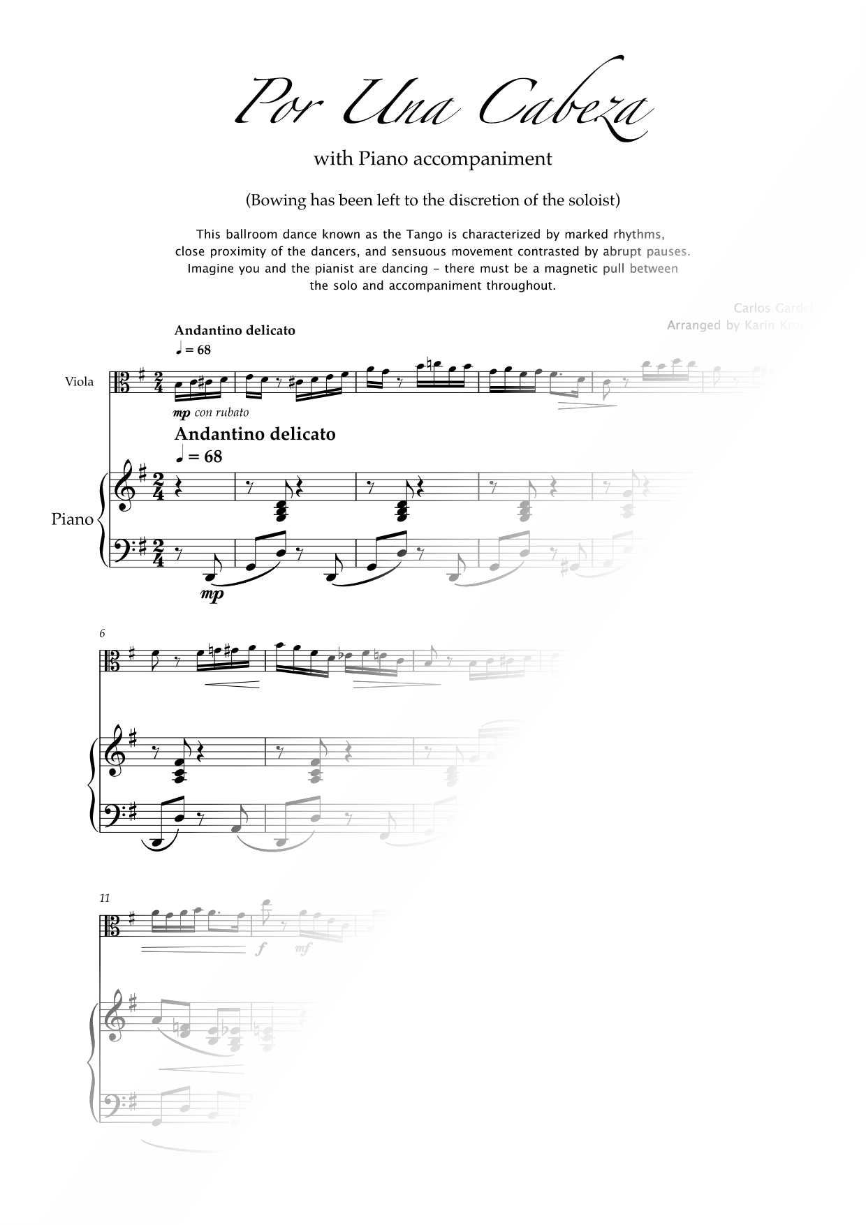Por una Cabeza - Viola & Piano
