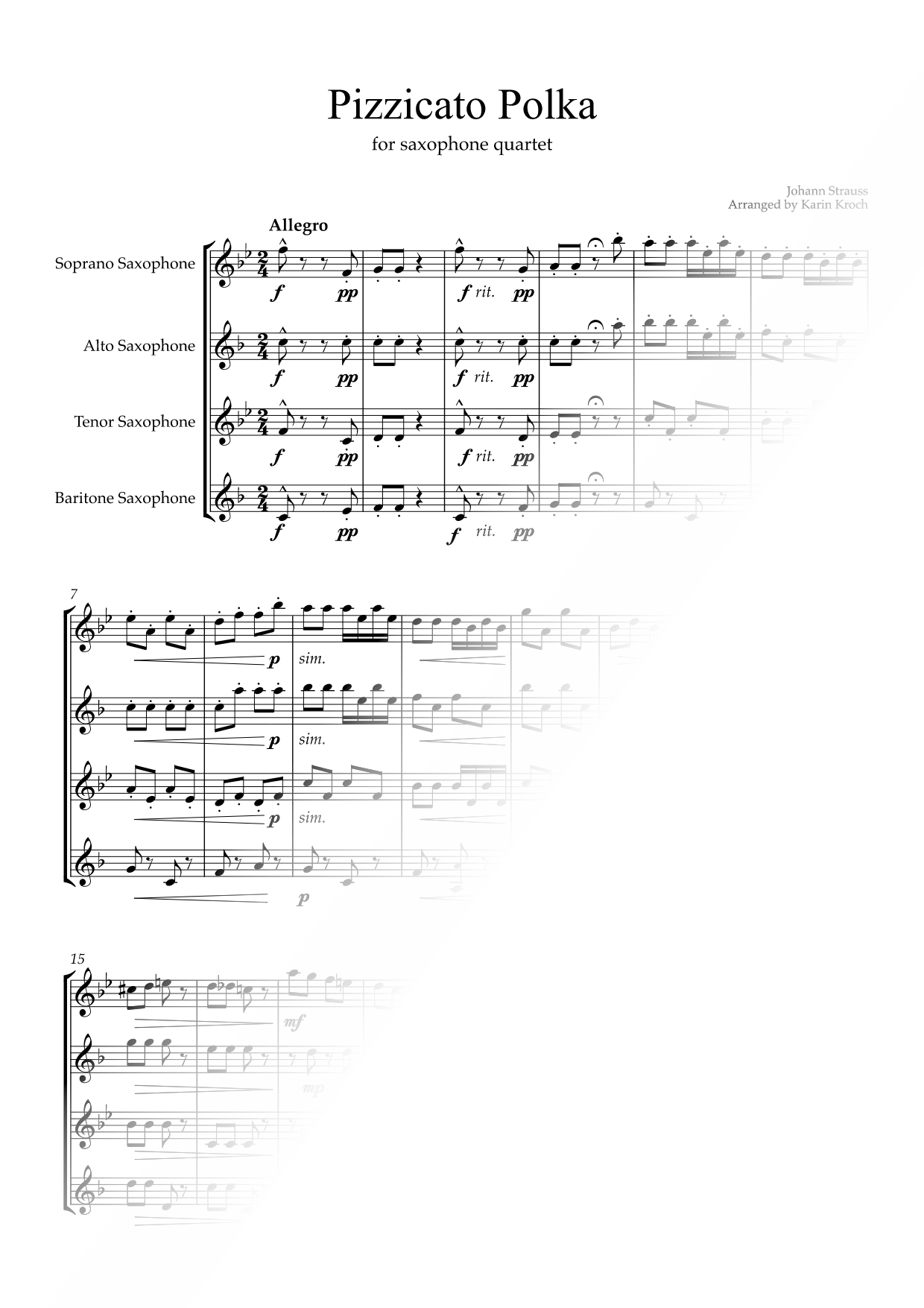 Pizzicato Polka - Saxophone Quartet